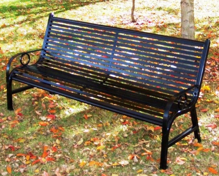 Park Bench 5 Foot Park Bench Heavy Duty Park Bench Steel Park Bench Outdoor Park Bench Horizontal Slatted Park Bench OCC Outdoors