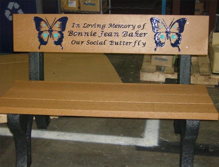 Memorial Park Bench 4' Landmark recycled plastic engraved OCC