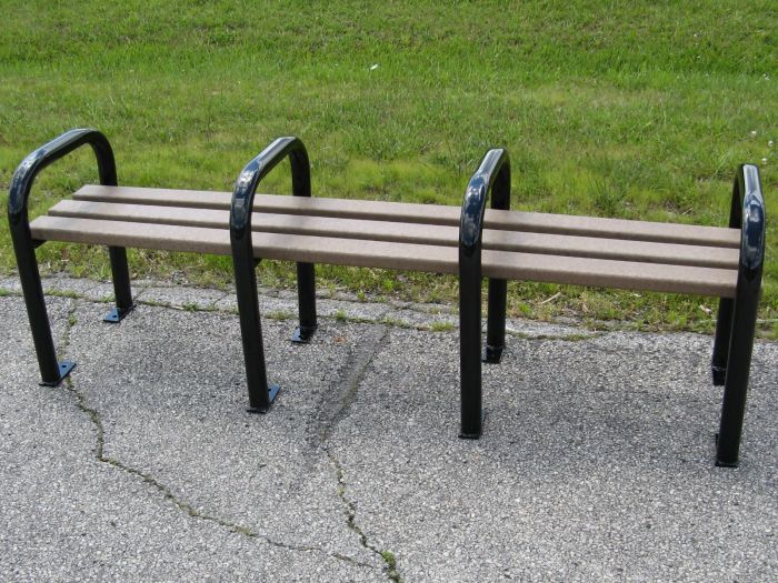 Backless Bench Recycled Plastic Backless Park Bench Backless Bench with Arm Rest Bus Stop Bench OCC Outdoors