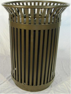 The Colonial 36-Gallon Steel Slat Trash Receptacle from OCC Outdoors.