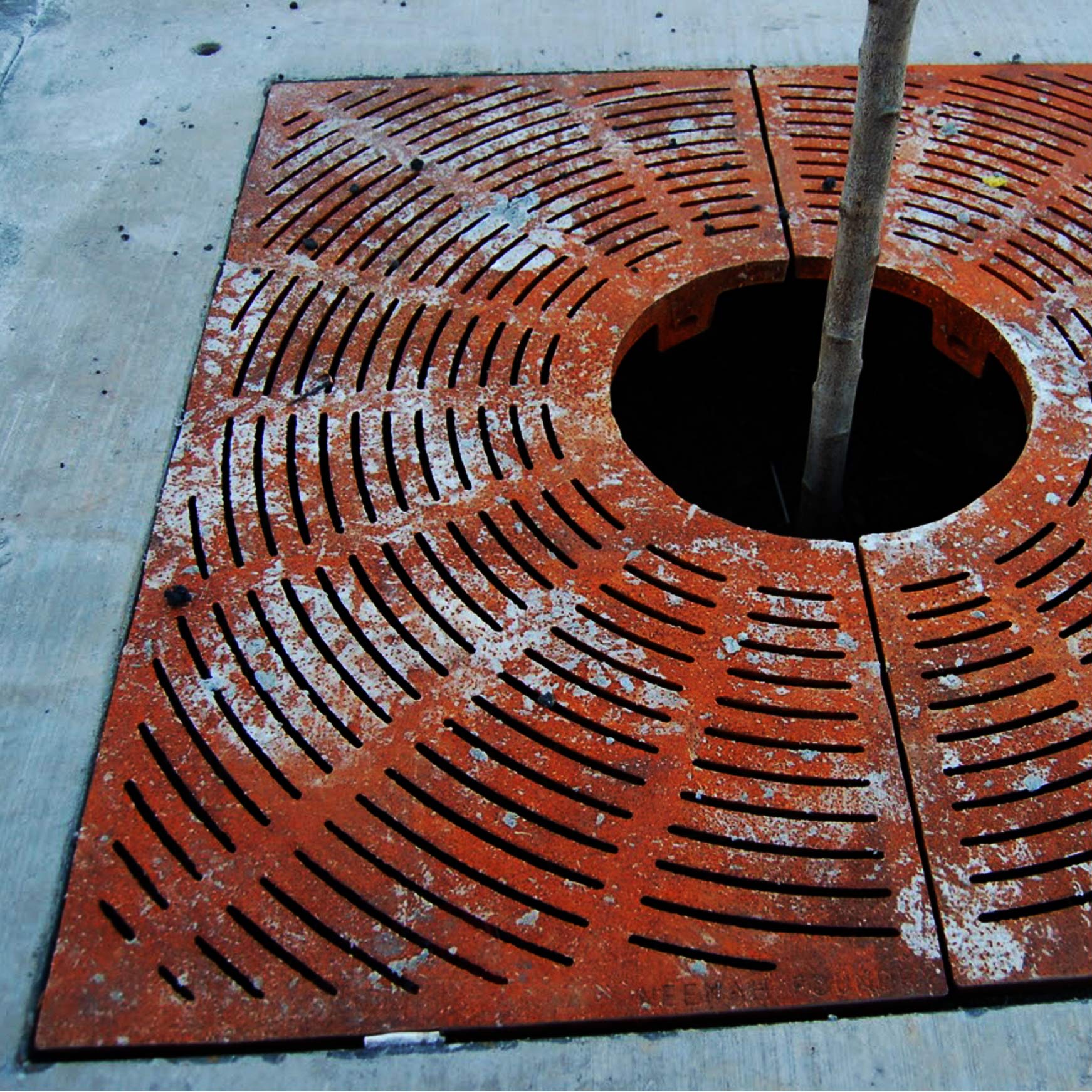 Unsightly Rusted Steel Tree Grate - Try Recycled Plastic Instead